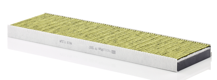 Cabin air filter 492x153x30 with activated carbon